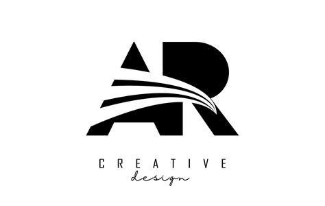 Creative black letters AR A R logo with leading lines and road concept design. Letters with ...