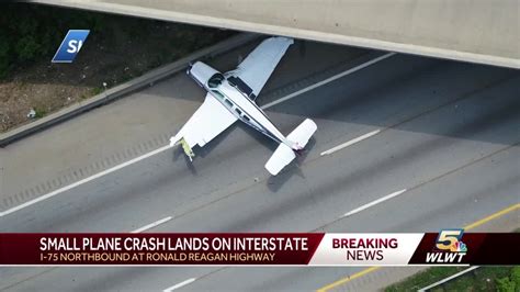 Plane makes emergency landing, crashes on Interstate 75 - YouTube