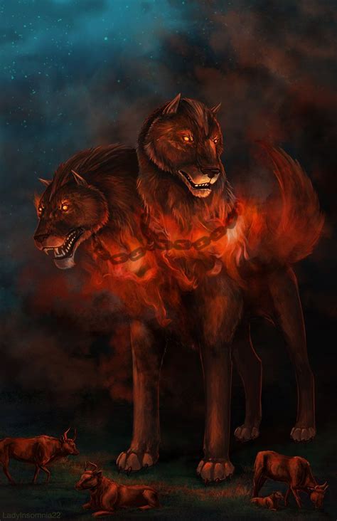 O is for Orthrus, two-headed brother of Cerberus, guardian of Hades by ...