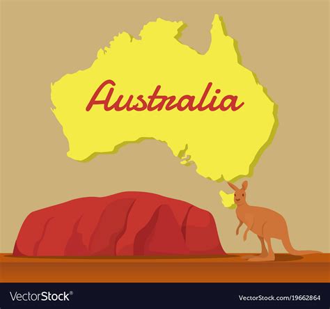 Kangaroo with australia map for traveling Vector Image