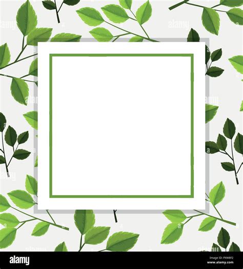 Border template with green leaves in background illustration Stock ...