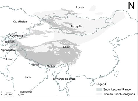 Global snow leopard distribution range (Panthera 2009) and regions... | Download Scientific Diagram