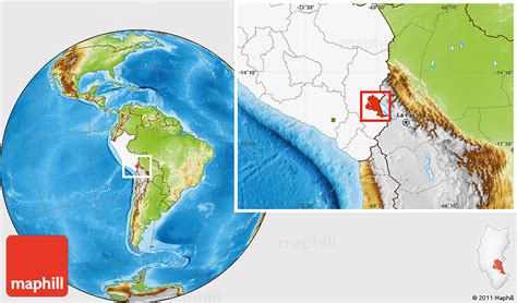 Physical Location Map of Lago Titicaca, highlighted country