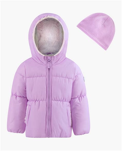 Baby Girls Zip-Front Hooded Loose Fit Puffer | Puffer Jacket | London Fog