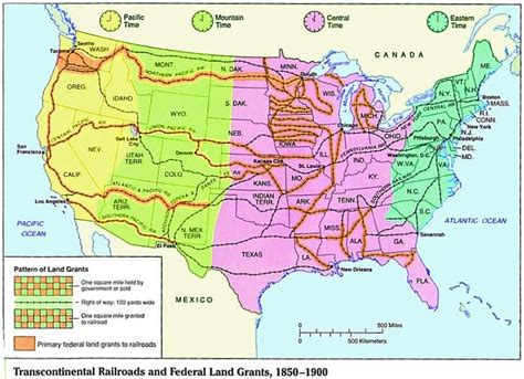 (1850-1900) Transcontinental Railroad and Federal Land Grants ...