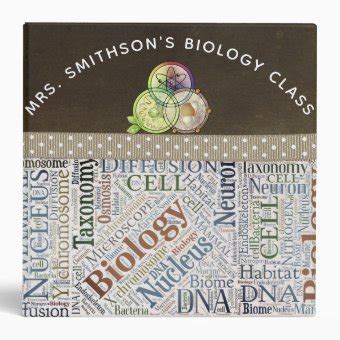 Biology Word Art (Neutral Colors) Classroom Binder | Zazzle