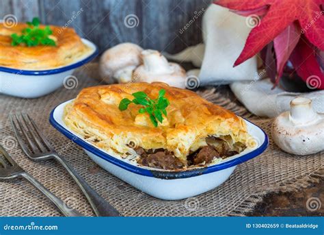 Steak and mushroom pie stock image. Image of onion, pastry - 130402659