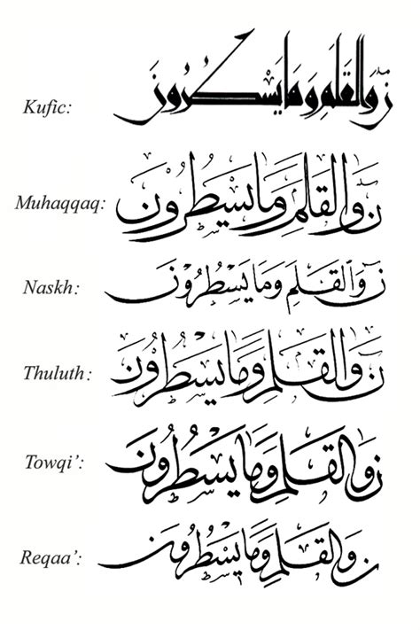 Comparison of Styles - arabic-calligraphy