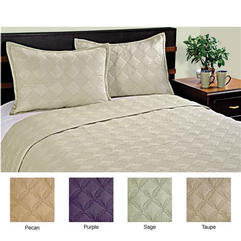 Cotton Sateen 300 Thread Count Diamond Quilted Luxury Quilt Set - Free ...