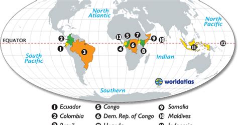 Equator passes through which countries ? ~ India GK, Current Affairs 2023