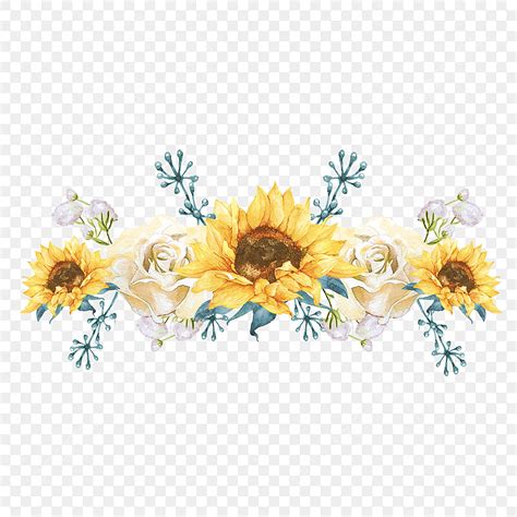 Hand Drawn Sunflower PNG Picture, Rose Flower Sunflower Border Hand ...