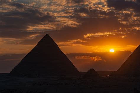 Silhouette of Pyramids during Sunset · Free Stock Photo