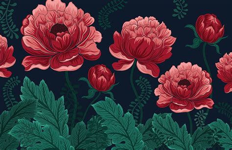 Pink & Dark Green Floral Mural, Dark Vintage Floral HD wallpaper | Pxfuel