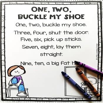 One, Two, Buckle My Shoe - Printable Nursery Rhyme Poem for Kids