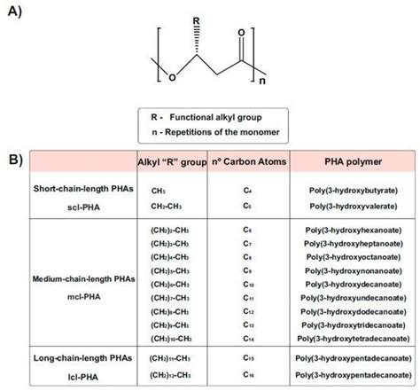 Chemical Structure of polyhydroxyalkanoates (PHAs). (A) General... | Download Scientific Diagram