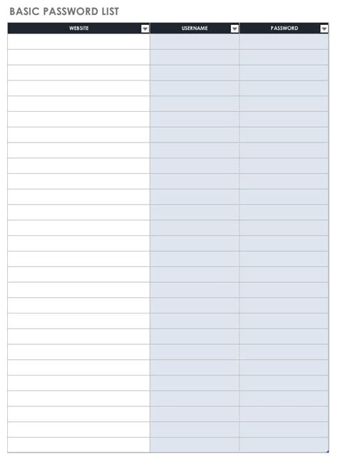 Free Printable Password Log Template - FREE PRINTABLE TEMPLATES