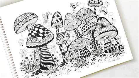 Easy zentangle mushroom drawing step by step - YouTube