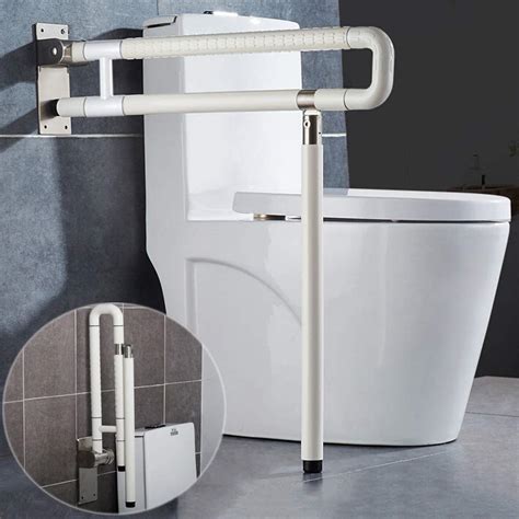 Nisorpa Toilet Grab Bar Bathroom Safety Handrail Folding Drop Down Grab Grips Wall Mounted ...