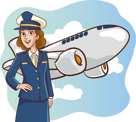 Premium Vector | Smiling young woman pilot captain of passenger plane