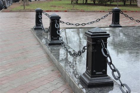 Cast iron chain fence stock image. Image of railing - 143050329