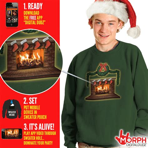 Animated Crackling Fireplace Ugly Christmas Sweaters