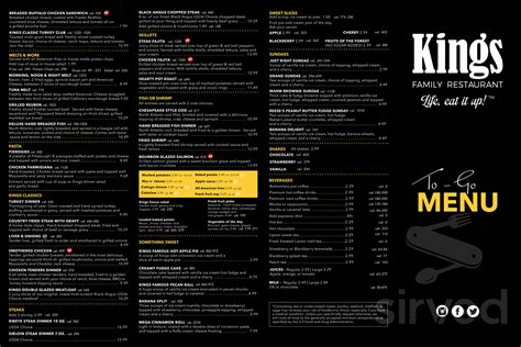 King's Restaurant menu in Paterson, New Jersey, USA