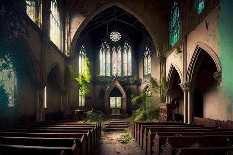 Premium Photo | Inside abandoned old church is dominated by nature and ...