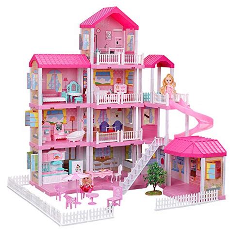 Buy Dollhouse with Dollhouse Furniture and Dolls Dream Doll House for ...