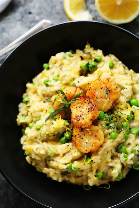 Scallop Risotto with Lemon & Sweet Peas - Platings + Pairings