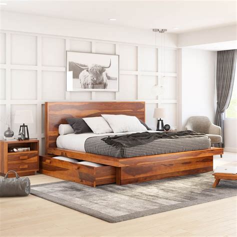 Brocton Rustic Solid Wood Low Height Storage Platform Bed Diy Platform Bed, Platform Bed With ...