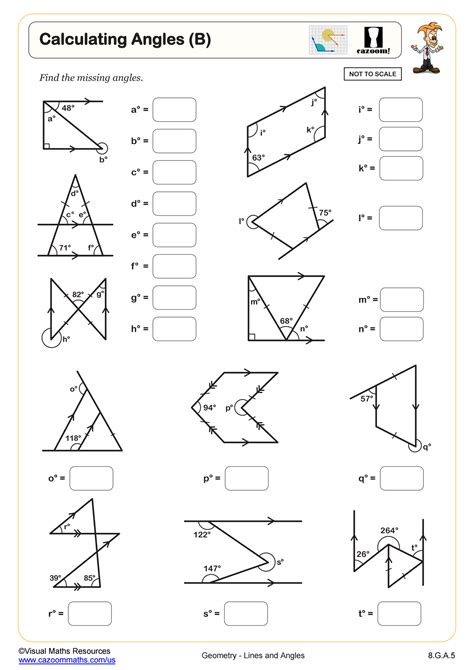 Calculating Angles (B) Worksheet | 8th Grade PDF Worksheets