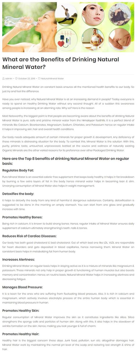 What are the Benefits of Drinking Natural Mineral Water? | Natural ...