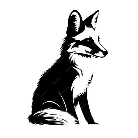 Premium AI Image | A silhouette black and white fox sitting on a white background