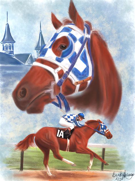 Secretariat Racehorse Portrait Drawing by Becky Herrera