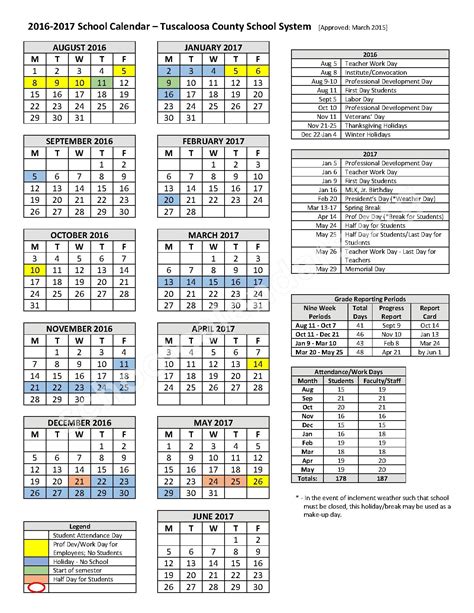 Tuscaloosa County Calendar - CountyCalendars.net