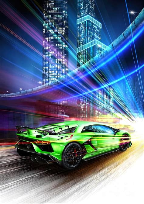 Lamborghini Aventador illustration Painting by Dominic Parker | Fine Art America