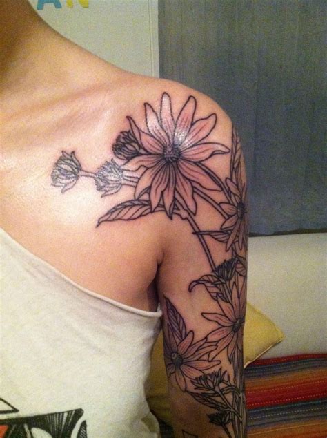 black eyed susans | Half sleeve tattoo, Front shoulder tattoos, Flower ...