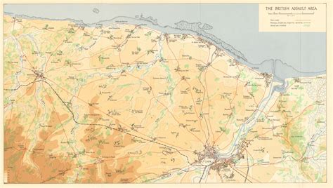 D-Day June 1944 British Assault Area. Caen Bayeux Gold Juno Sword beach ...