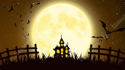 Night Moon Houses Halloween Powerpoint Background For Free Download - Slidesdocs