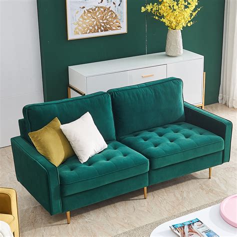 Small Spaces Sofa Bed, Mid Century Modern Velvet Loveseat Sofas ...