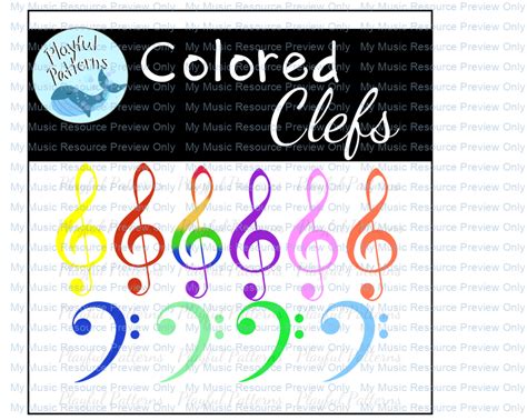 Rainbow Treble and Bass Clef Clip Art