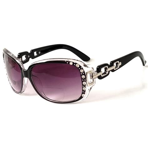 Womens Bifocal Lens Sunglasses Rhinestone Oversized Square Frame Black +2.00 - Walmart.com ...