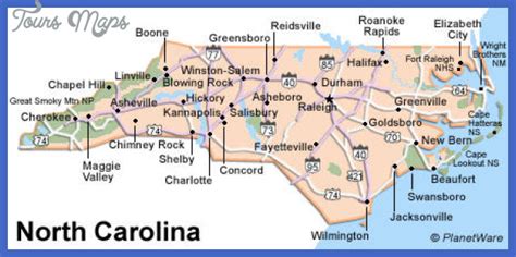 North Carolina Map Tourist Attractions - ToursMaps.com