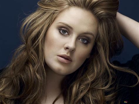 Adele music star with blonde long hair and blue background 2K wallpaper download