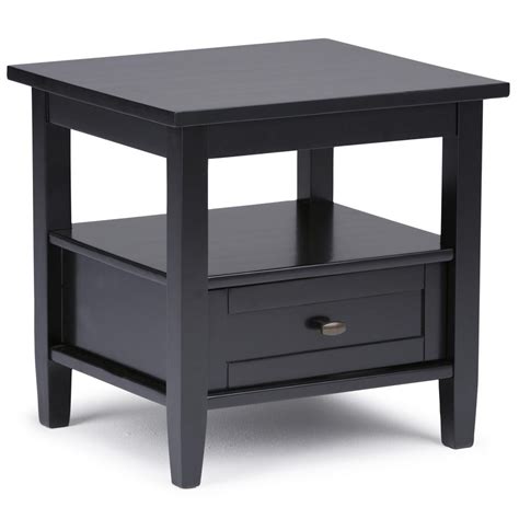 Simpli Home Warm Shaker Solid Wood 20 in. Wide Rustic End Side Table in Black-AXWSH002-BL - The ...