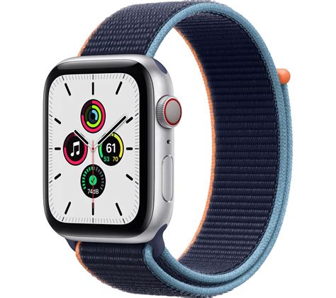 Buy APPLE Watch SE Cellular - Silver Aluminium with Deep Navy Sports ...