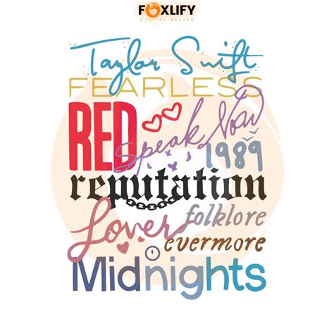 Taylor Swift Albums Taylor Eras Tour SVG Digital Cricut File