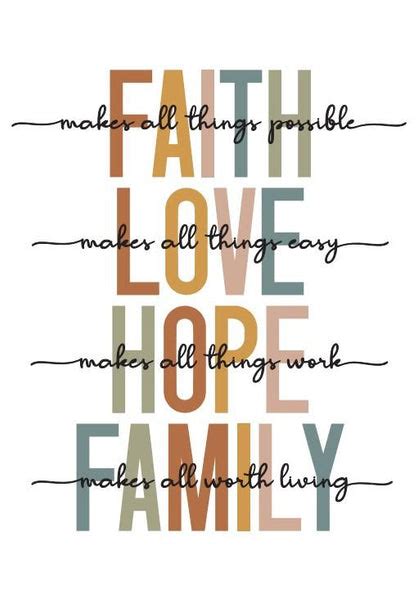 Wall Art Quote: Faith Love Family – Canvas & More