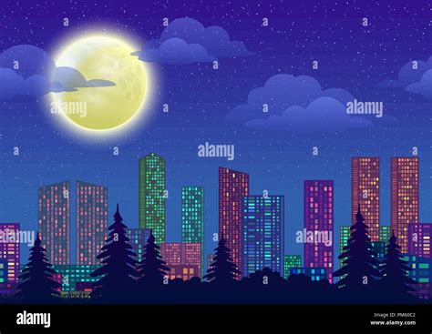 Night City Landscape Stock Vector Image & Art - Alamy