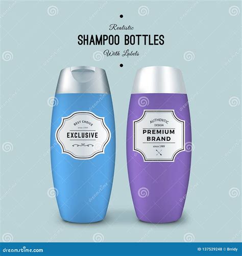 Realistic Shampoo Bottles with Labels. Vector Template Package. Product ...